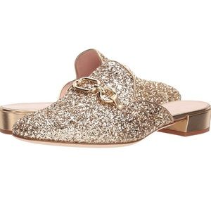 Kate Spade Gold Sparkle Glendi Mules